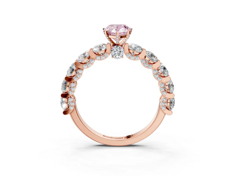 Rose gold Round Diamond Side Stone Engagement Ring with Six-Prong Setting_3