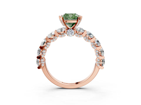 Rose gold Round Diamond Side Stone Engagement Ring with Six-Prong Setting_3