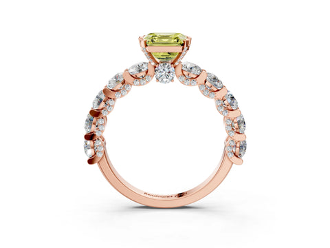 Rose gold Round Diamond Side Stone Engagement Ring with Six-Prong Setting_3