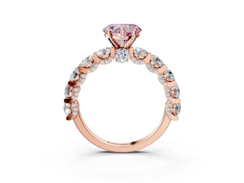 Rose gold Round Diamond Side Stone Engagement Ring with Six-Prong Setting_3
