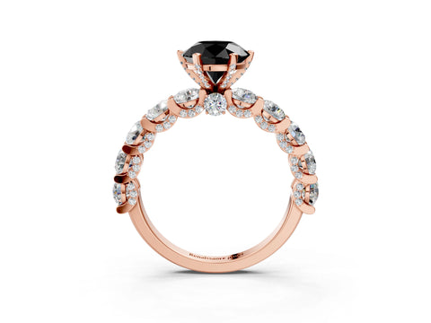Rose gold Round Diamond Side Stone Engagement Ring with Six-Prong Setting_3