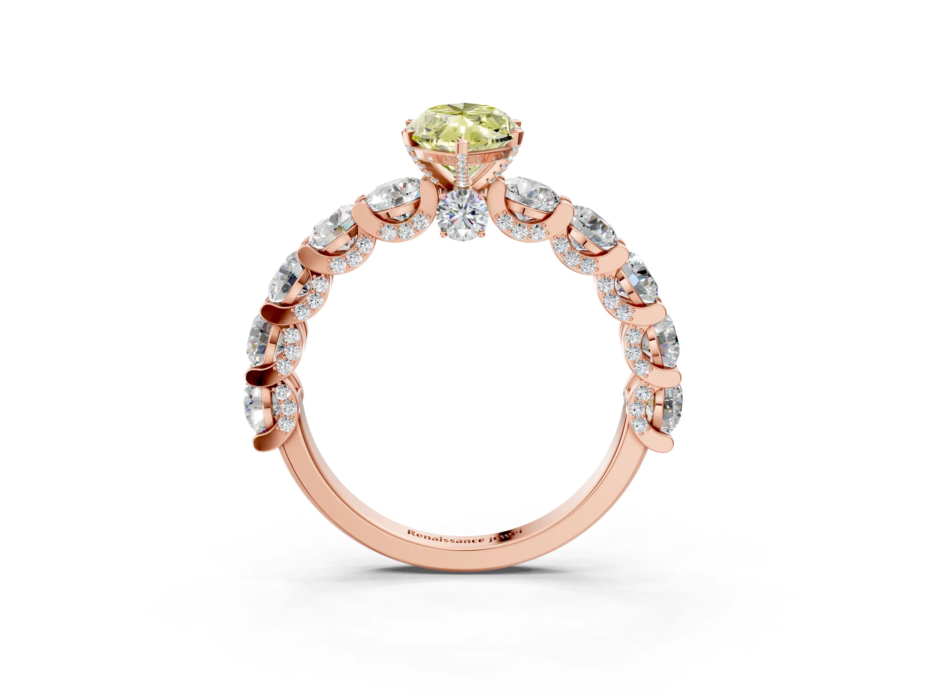 Rose gold Round Diamond Side Stone Engagement Ring with Six-Prong Setting_3