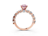 Rose gold Round Diamond Side Stone Engagement Ring with Six-Prong Setting_3