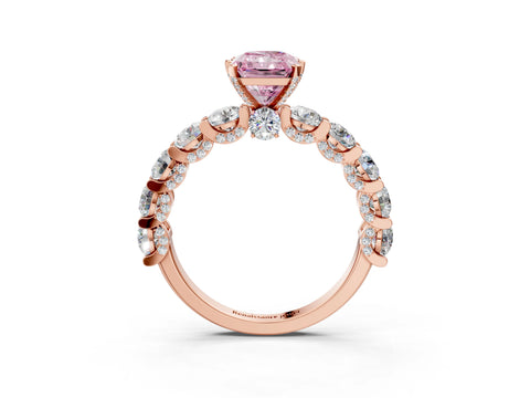 Rose gold Round Diamond Side Stone Engagement Ring with Six-Prong Setting_3