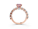 Rose gold Round Diamond Side Stone Engagement Ring with Six-Prong Setting_3