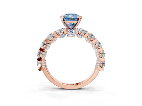 Rose gold Round Diamond Side Stone Engagement Ring with Six-Prong Setting_3