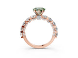 Rose gold Round Diamond Side Stone Engagement Ring with Six-Prong Setting_3