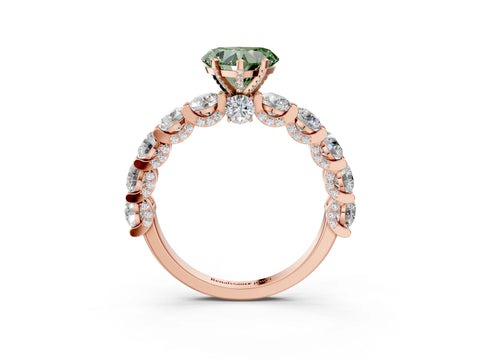 Rose gold Round Diamond Side Stone Engagement Ring with Six-Prong Setting_3