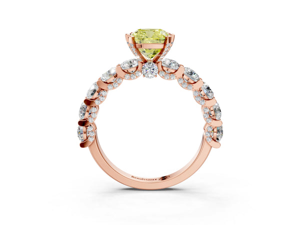Rose gold Round Diamond Side Stone Engagement Ring with Six-Prong Setting