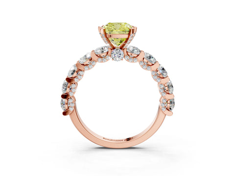 Rose gold Round Diamond Side Stone Engagement Ring with Six-Prong Setting_3