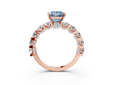 Rose gold Round Diamond Side Stone Engagement Ring with Six-Prong Setting_3