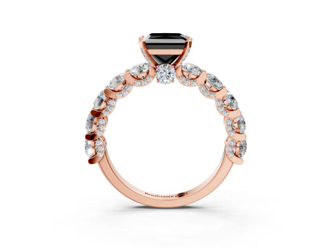 Rose gold Round Diamond Side Stone Engagement Ring with Six-Prong Setting_3