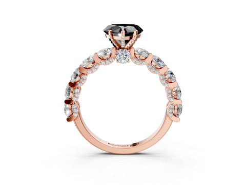 Rose gold Round Diamond Side Stone Engagement Ring with Six-Prong Setting_3