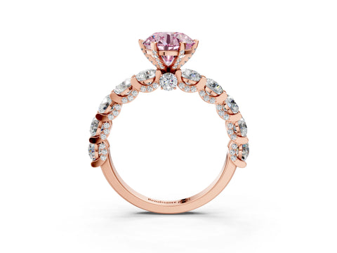 Rose gold Round Diamond Side Stone Engagement Ring with Six-Prong Setting_3