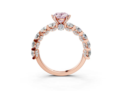 Rose gold Round Diamond Side Stone Engagement Ring with Six-Prong Setting_3