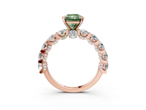 Rose gold Round Diamond Side Stone Engagement Ring with Six-Prong Setting_3