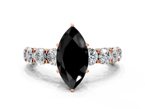 Rose gold Round Diamond Side Stone Engagement Ring with Six-Prong Setting