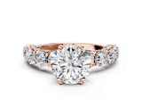 Rose gold Round Diamond Side Stone Engagement Ring with Six-Prong Setting_41