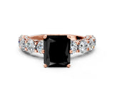 Rose gold Round Diamond Side Stone Engagement Ring with Six-Prong Setting