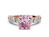 Rose gold Round Diamond Side Stone Engagement Ring with Six-Prong Setting
