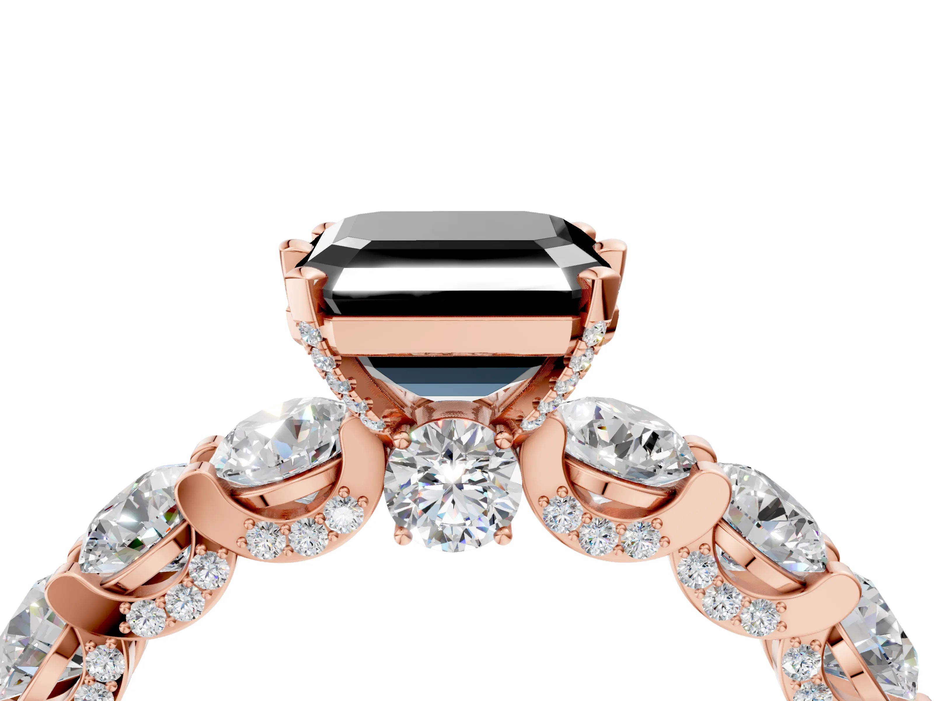 Rose gold Round Diamond Side Stone Engagement Ring with Six-Prong Setting_4