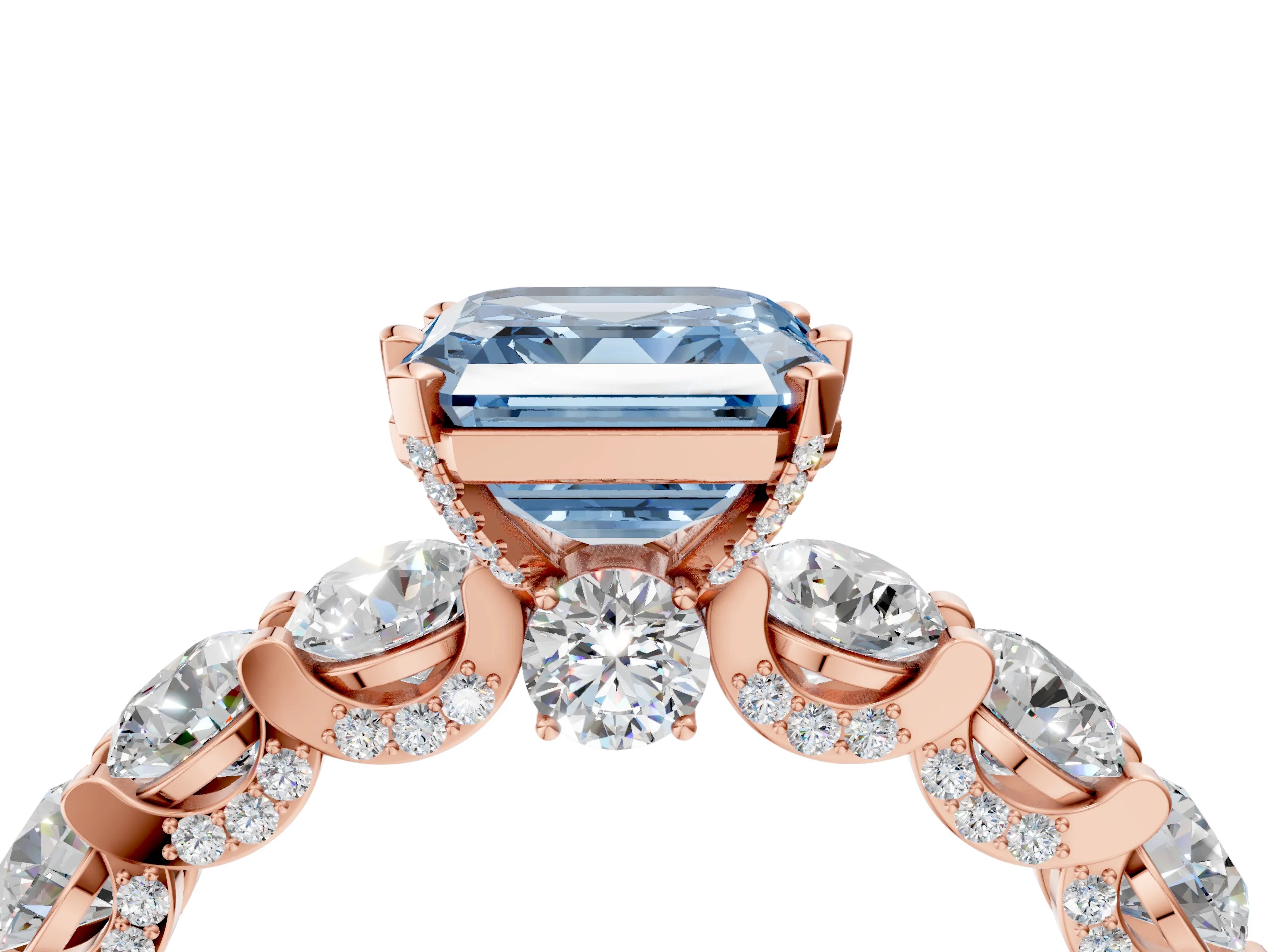 Rose gold Round Diamond Side Stone Engagement Ring with Six-Prong Setting_4