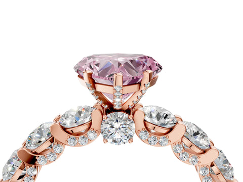 Rose gold Round Diamond Side Stone Engagement Ring with Six-Prong Setting_4