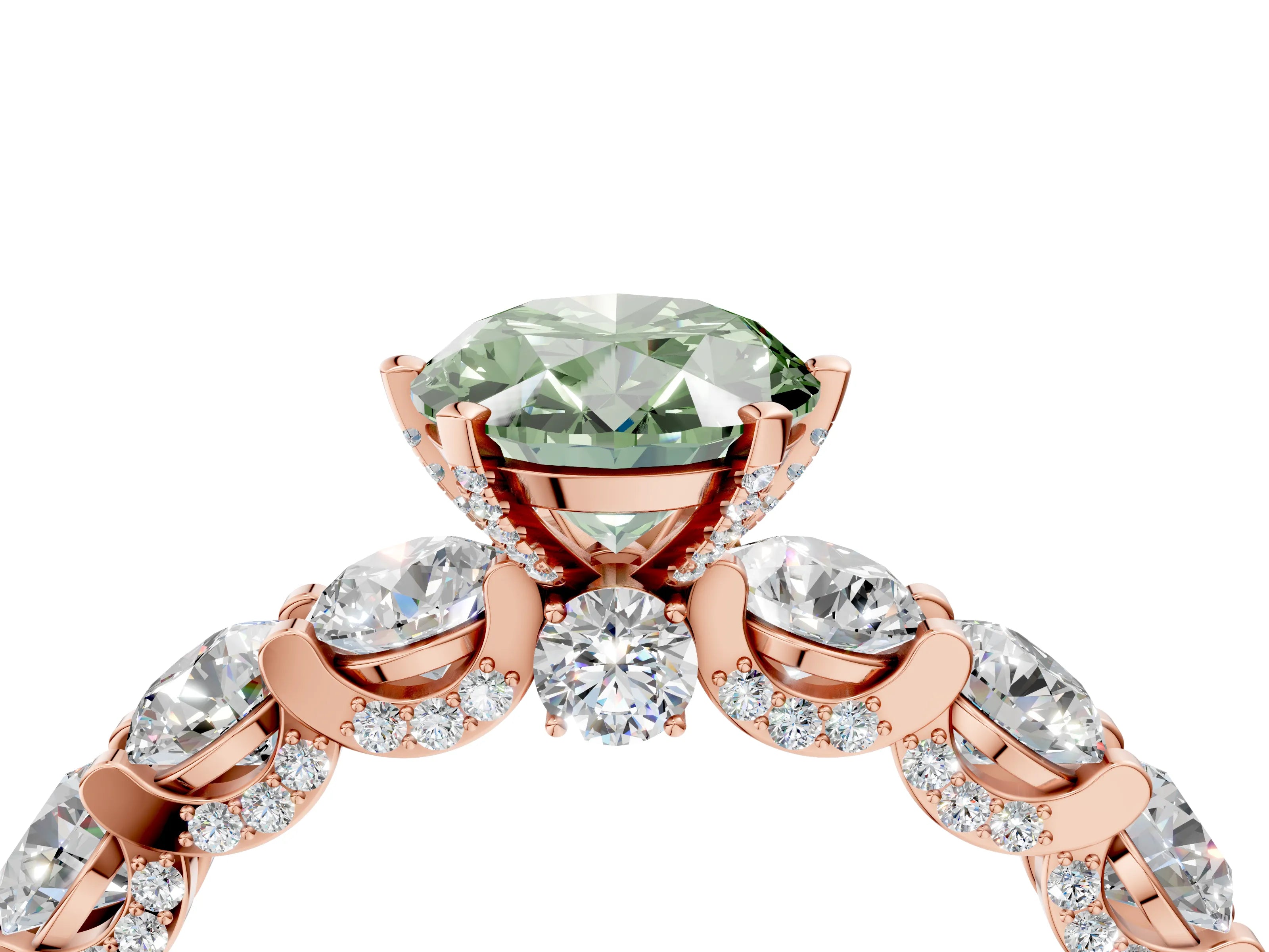 Rose gold Round Diamond Side Stone Engagement Ring with Six-Prong Setting_4