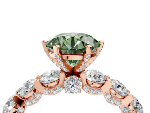 Rose gold Round Diamond Side Stone Engagement Ring with Six-Prong Setting_4