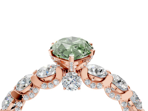 Rose gold Round Diamond Side Stone Engagement Ring with Six-Prong Setting_4