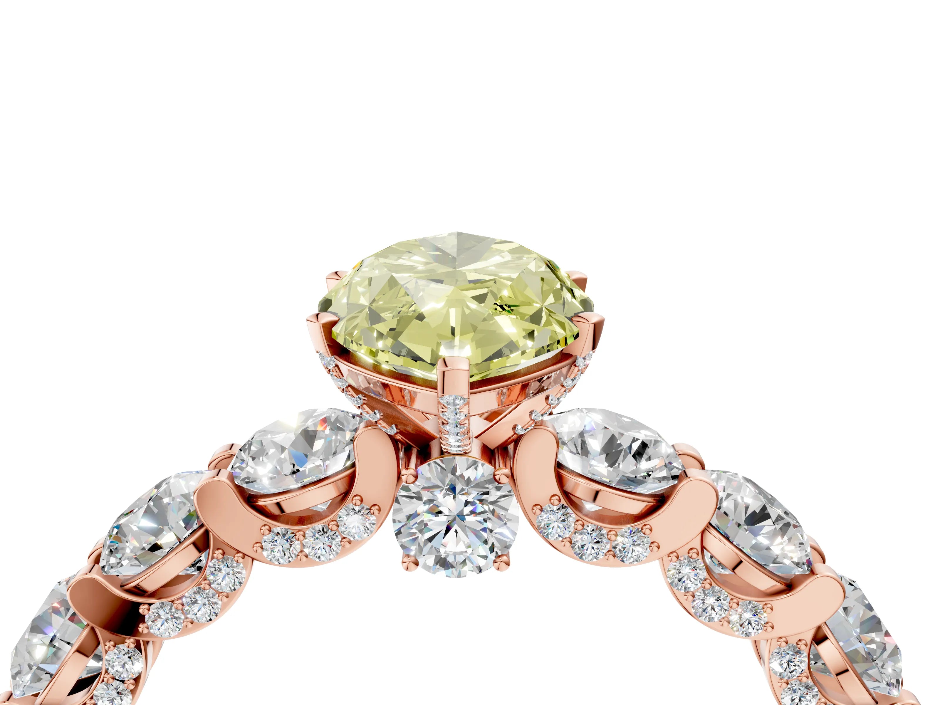 Rose gold Round Diamond Side Stone Engagement Ring with Six-Prong Setting_4