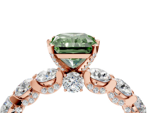 Rose gold Round Diamond Side Stone Engagement Ring with Six-Prong Setting_4