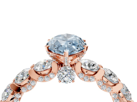 Rose gold Round Diamond Side Stone Engagement Ring with Six-Prong Setting_4