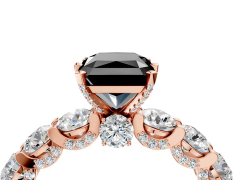 Rose gold Round Diamond Side Stone Engagement Ring with Six-Prong Setting_4