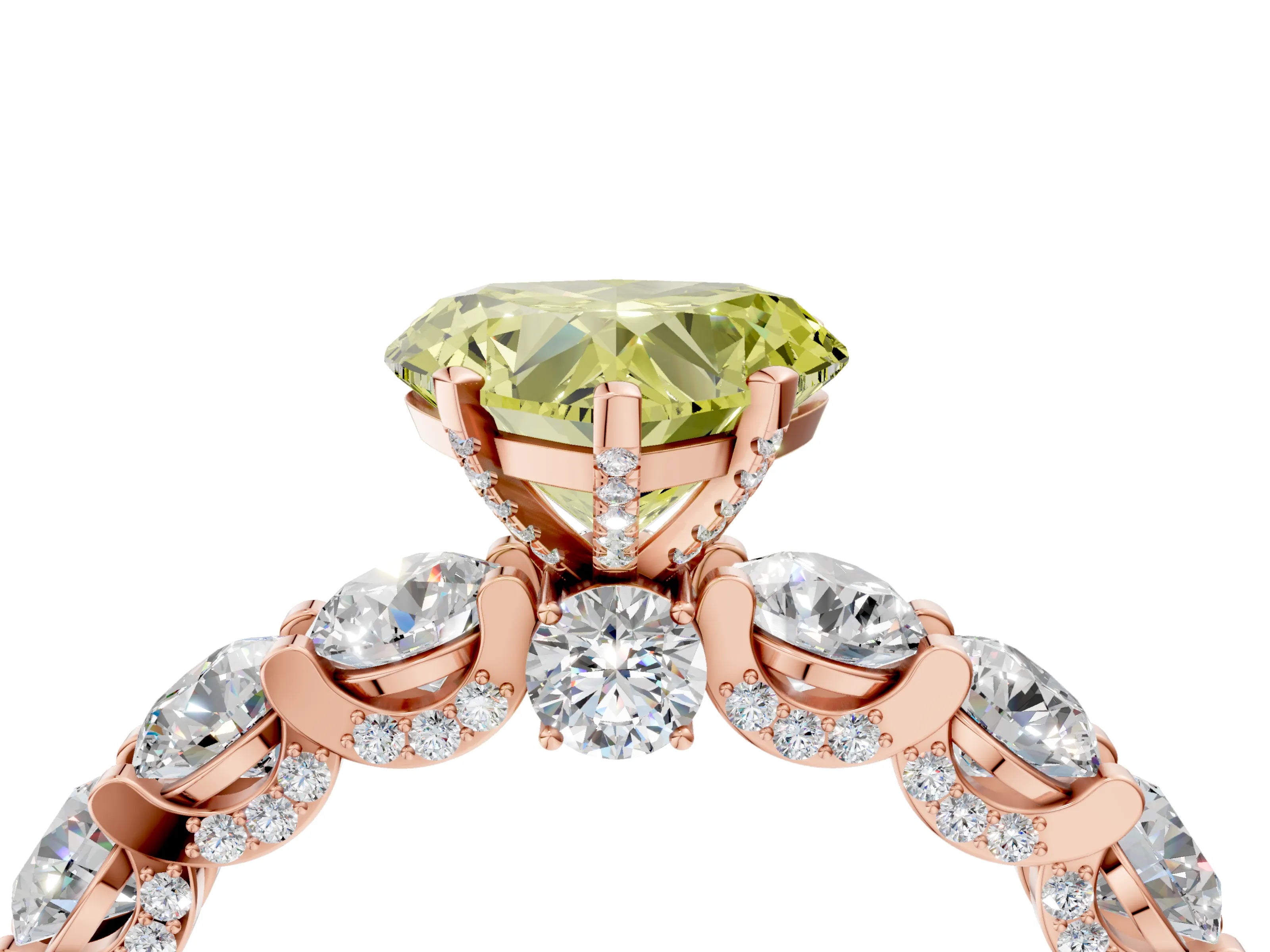 Rose gold Round Diamond Side Stone Engagement Ring with Six-Prong Setting_4