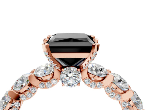 Rose gold Round Diamond Side Stone Engagement Ring with Six-Prong Setting_4