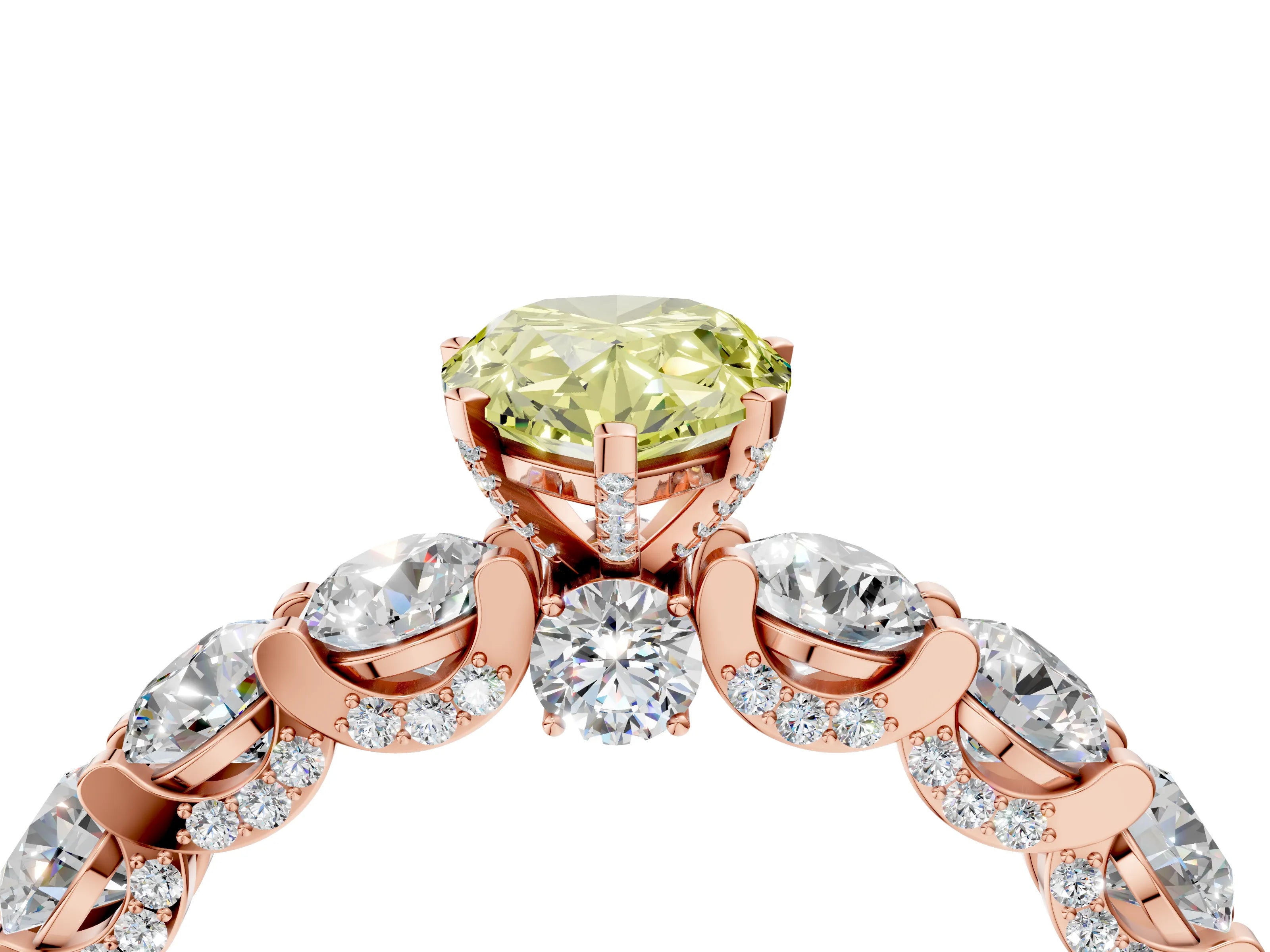 Rose gold Round Diamond Side Stone Engagement Ring with Six-Prong Setting_4