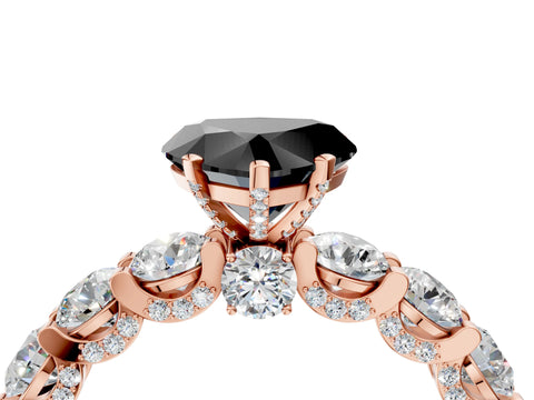 Rose gold Round Diamond Side Stone Engagement Ring with Six-Prong Setting_4