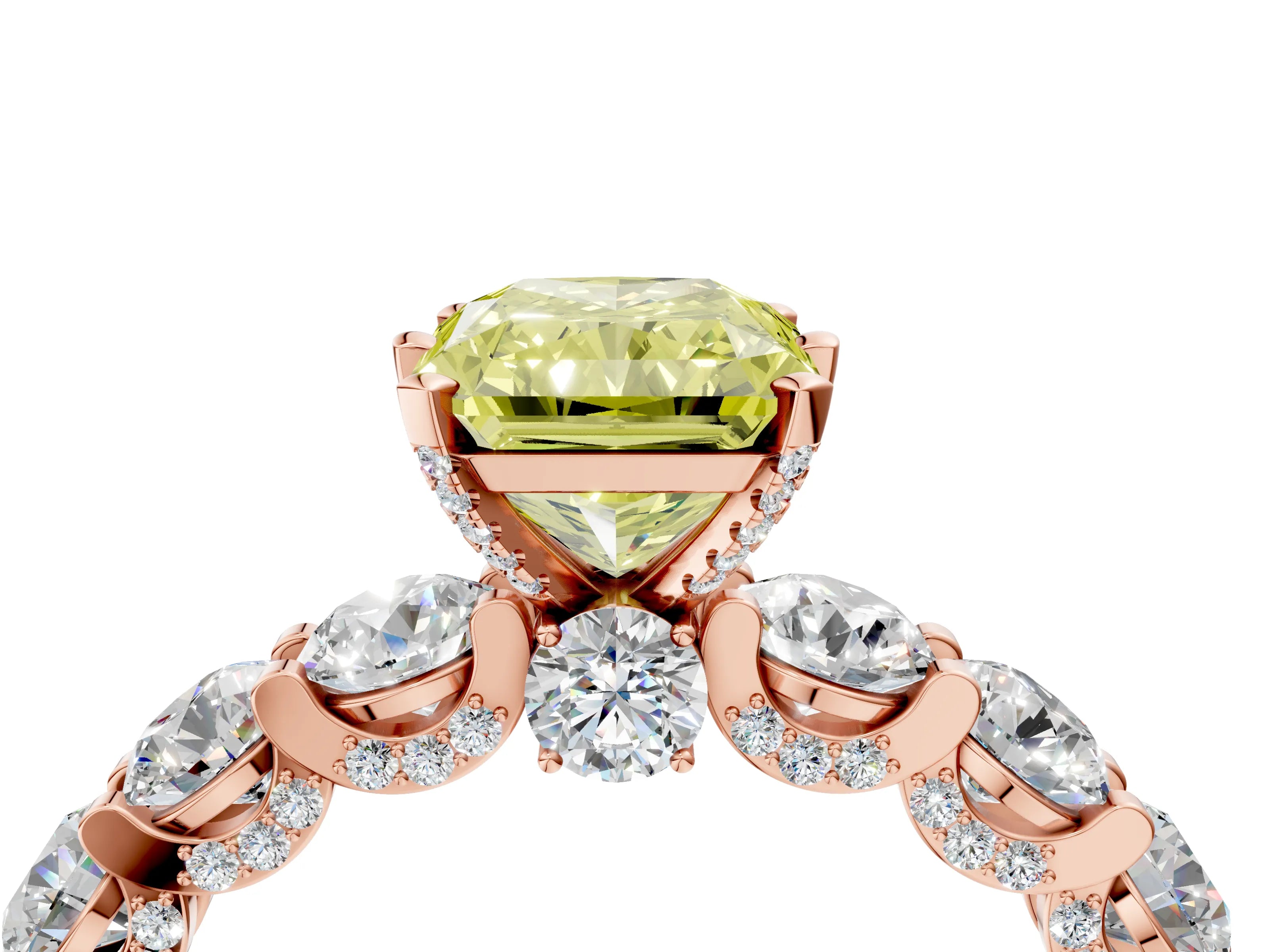 Rose gold Round Diamond Side Stone Engagement Ring with Six-Prong Setting_4