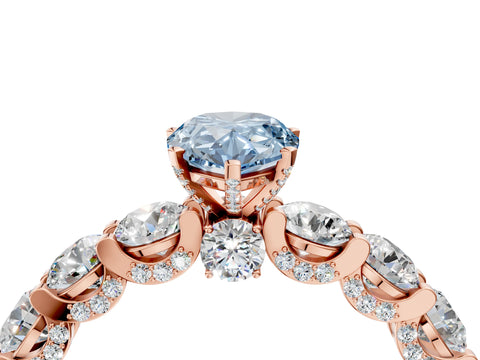 Rose gold Round Diamond Side Stone Engagement Ring with Six-Prong Setting_4
