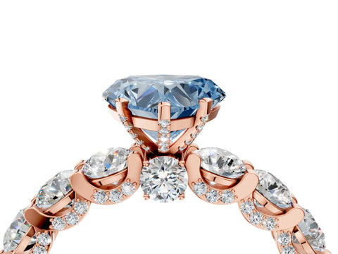 Rose gold Round Diamond Side Stone Engagement Ring with Six-Prong Setting_4