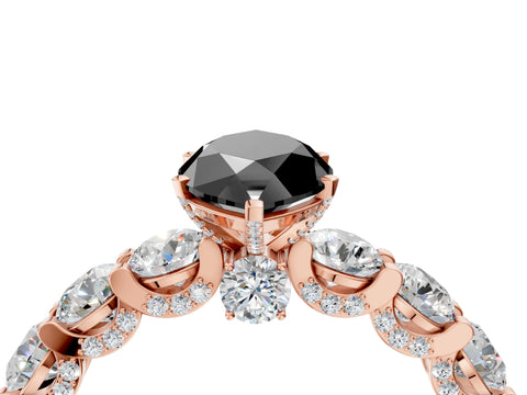 Rose gold Round Diamond Side Stone Engagement Ring with Six-Prong Setting_4