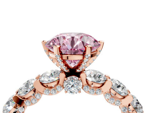 Rose gold Round Diamond Side Stone Engagement Ring with Six-Prong Setting_4