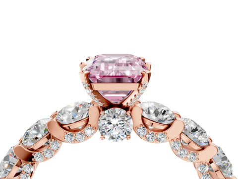 Rose gold Round Diamond Side Stone Engagement Ring with Six-Prong Setting_4