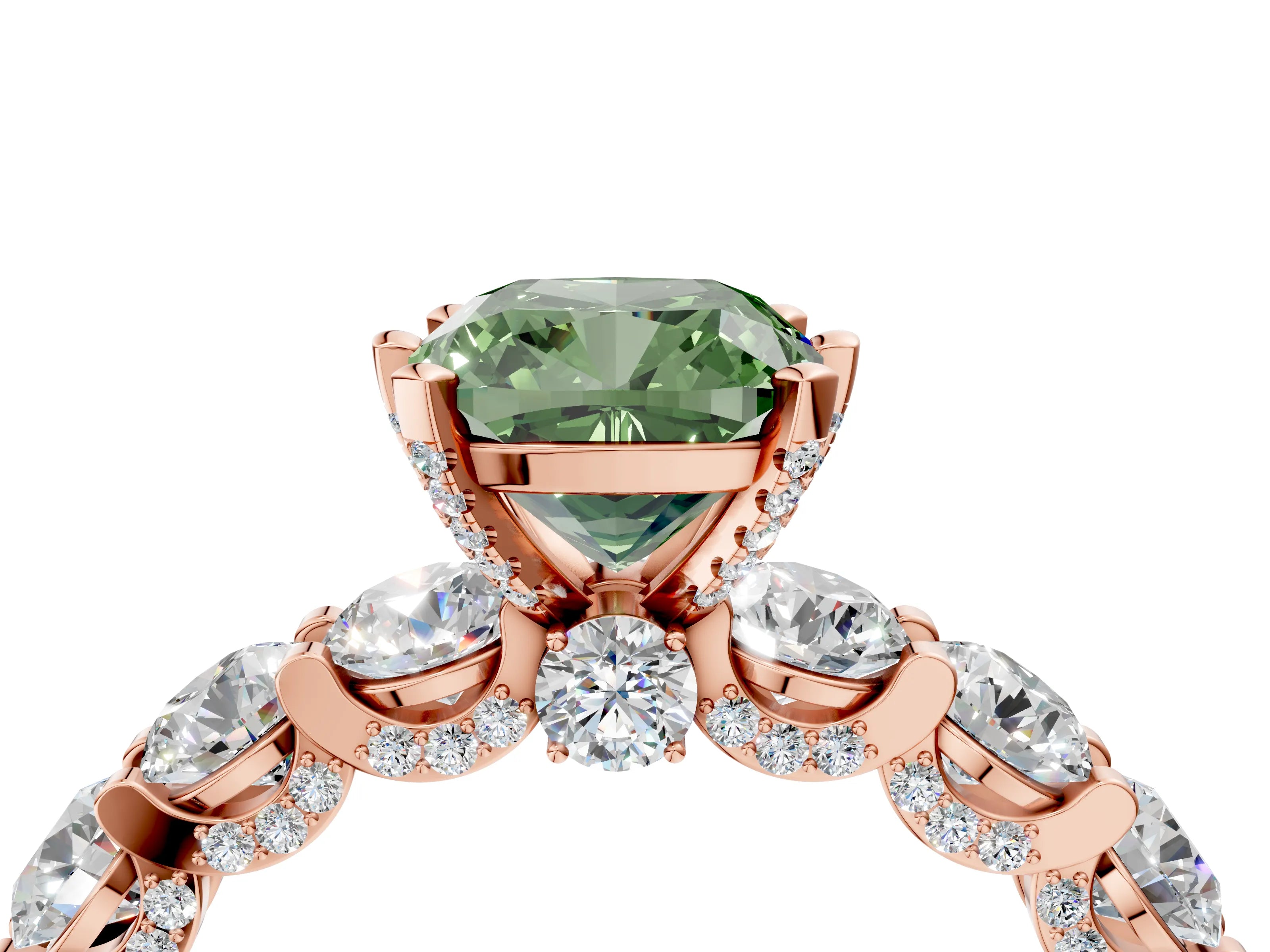 Rose gold Round Diamond Side Stone Engagement Ring with Six-Prong Setting_4