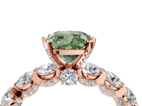 Rose gold Round Diamond Side Stone Engagement Ring with Six-Prong Setting_4