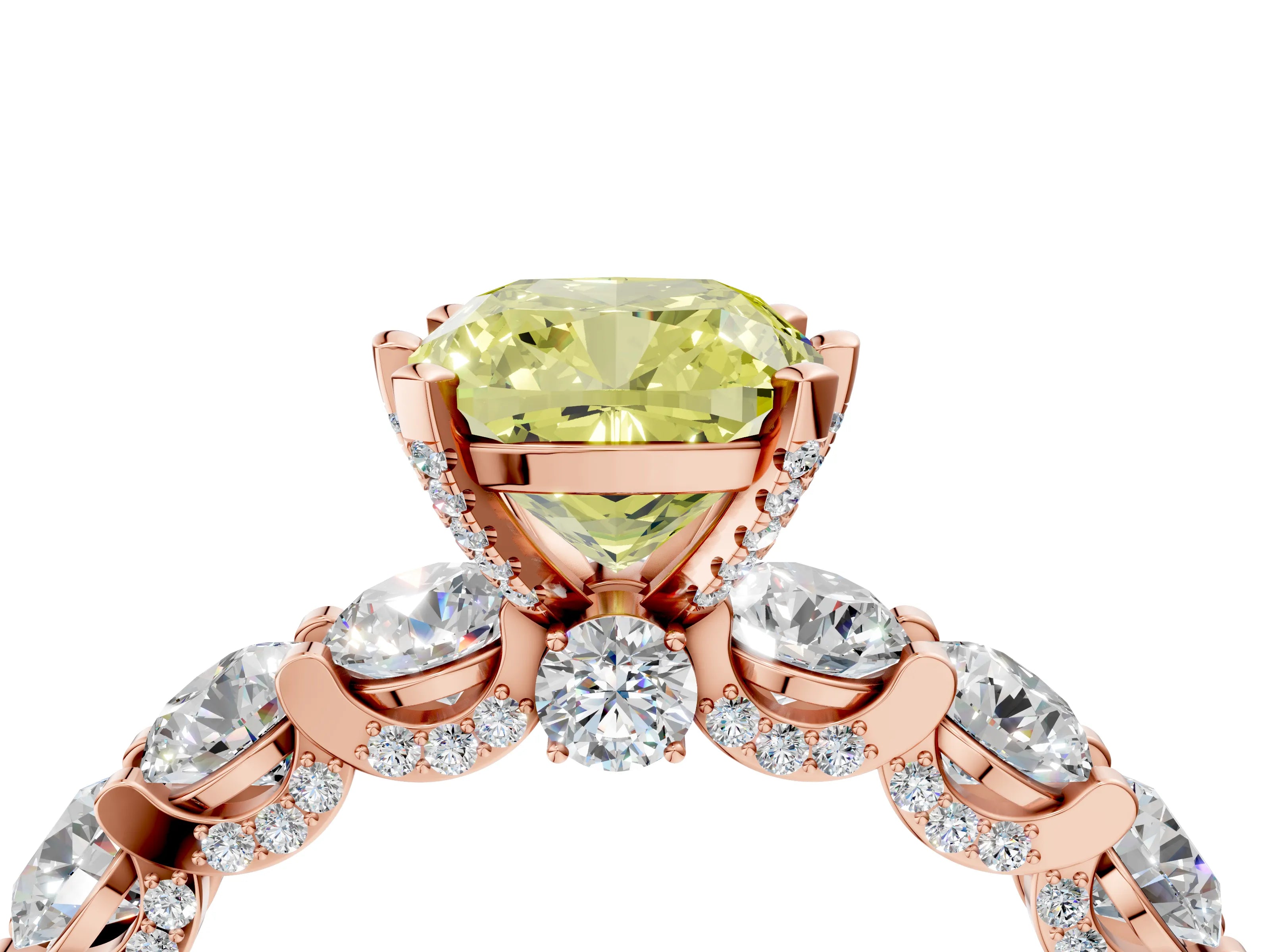 Rose gold Round Diamond Side Stone Engagement Ring with Six-Prong Setting_4
