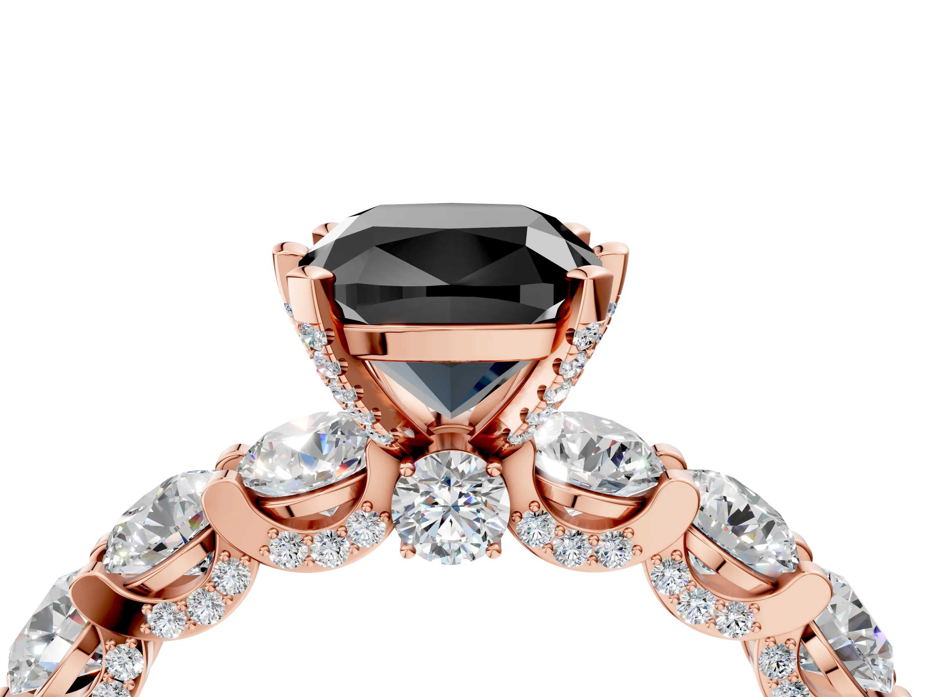 Rose gold Round Diamond Side Stone Engagement Ring with Six-Prong Setting_4