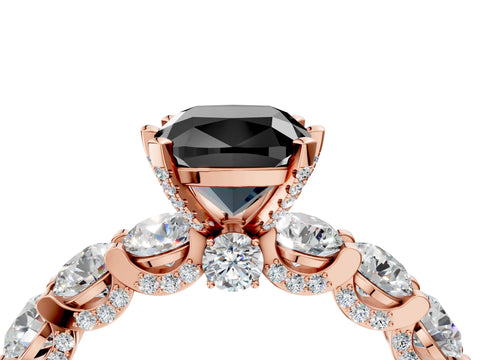 Rose gold Round Diamond Side Stone Engagement Ring with Six-Prong Setting_4