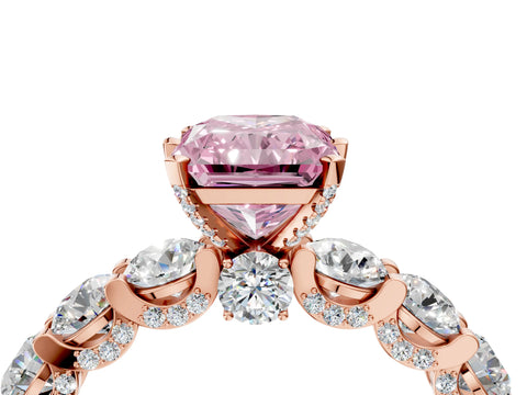 Rose gold Round Diamond Side Stone Engagement Ring with Six-Prong Setting_4